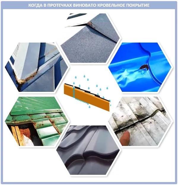Причины протечек крыши из профнастила и металлочерепицы