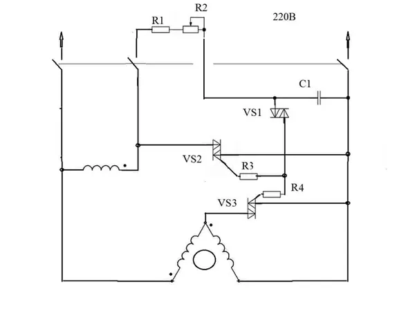 Схема бесконденсаторного пуска звезда