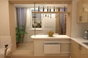 Объединение балкона с кухней или комнатой при расширении дверного проема