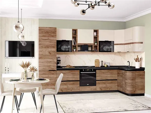Фото кухни с древесной фактурой от DaVita-мебель