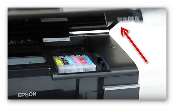 Открыть крышку принтера