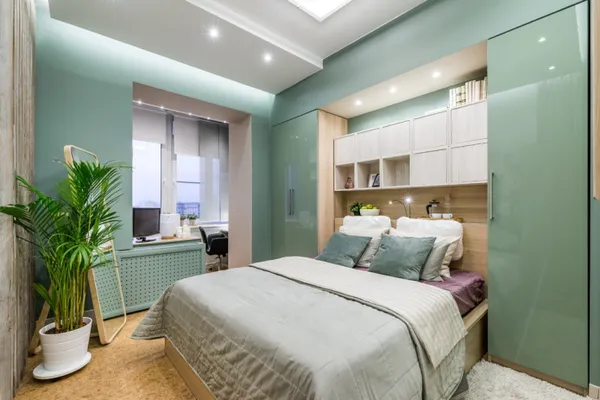 зеленая спальня в современном стиле