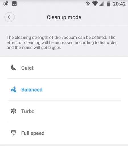 Варианты режимов работы робота-пылесоса Сяоми