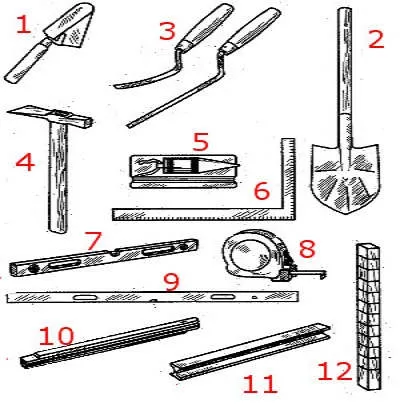 инструменты для кладки каменной стены