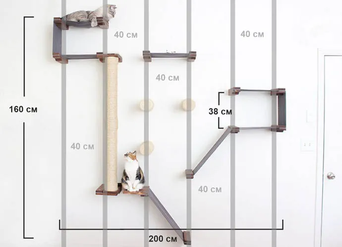 Игровой комплекс для кошек своими руками с когтеточкой. Чертежи