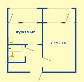 Схема 1-комн. 106 серии