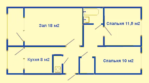 Схема 3-комн. 105 серии