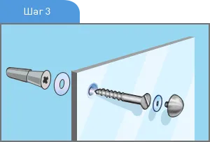 Крепим зеркало с помощью шурупа