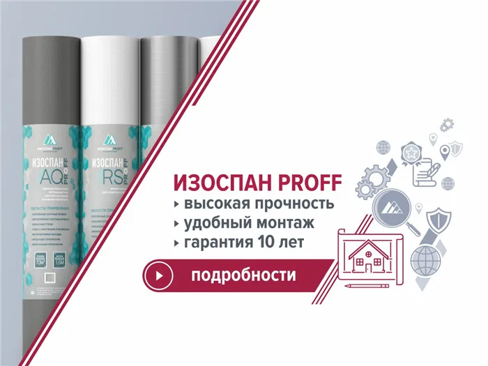 Баннер с материалами Изоспан proff AQ RS RF AS