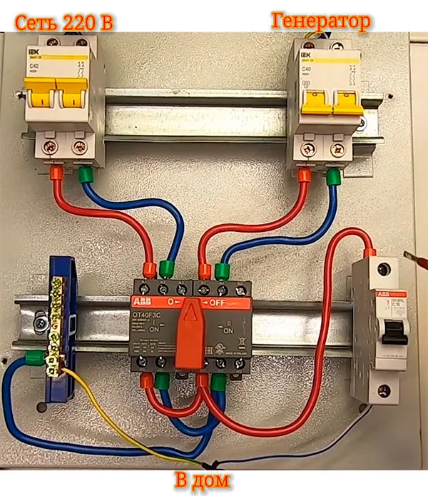 Схема подключения генератора к сети