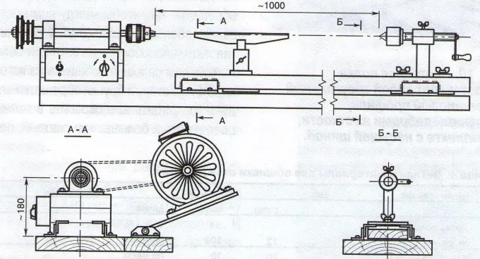 Чертеж токарного станка