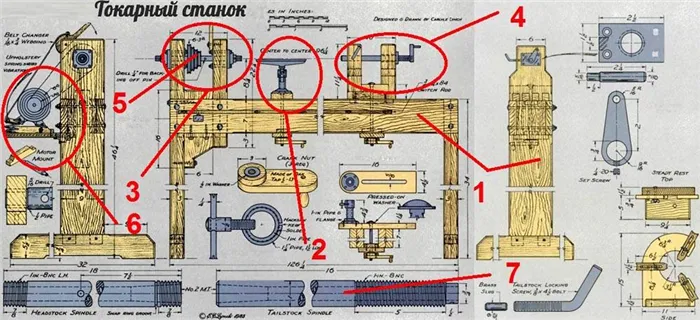 Эти чертежи с размерами токарного станка по дереву своими руками помогут лучше понять типовую конструкцию.