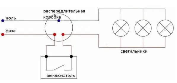 Обычно схема подключения светодиодных светильников выглядит так