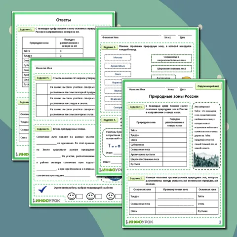 Рабочий лист к уроку по Окружающему миру 4 класс Природные зоны России